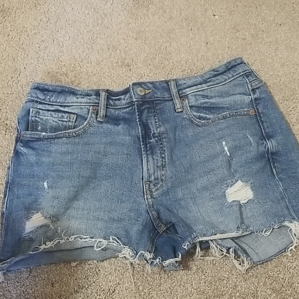 High rise straight jean shorts